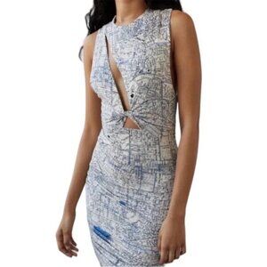 NWT Urban Outfitters Map Of LA XS Cutout Bodycon Ruched Dress With Racerback